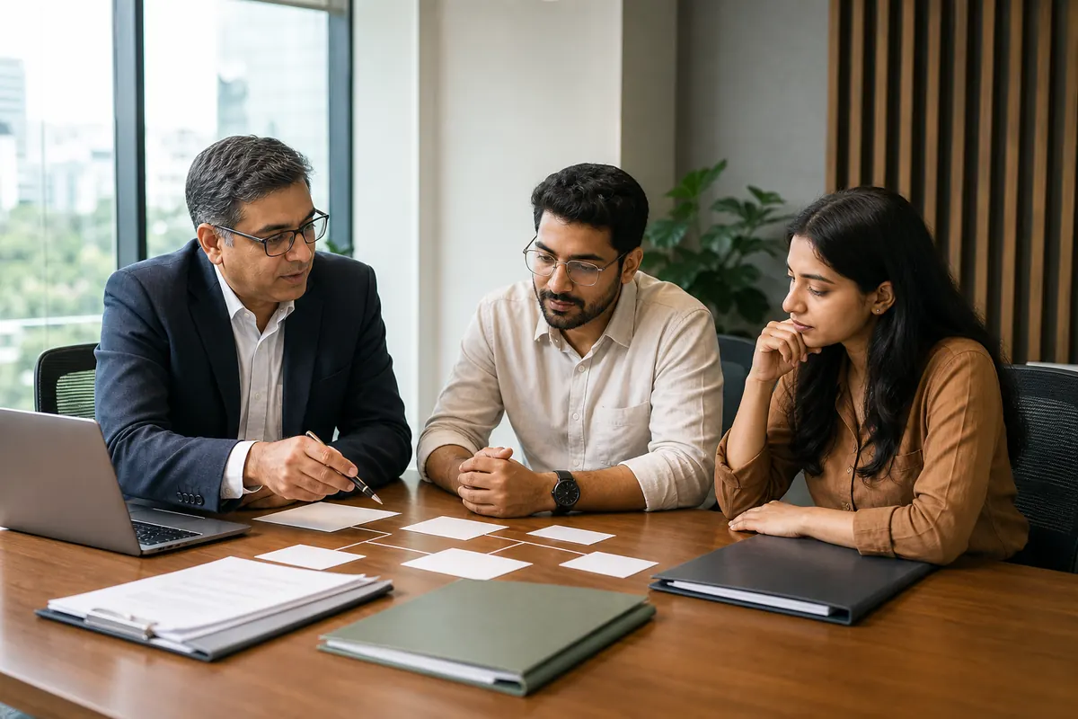 Indian business consultant guiding founders through incorporation planning
