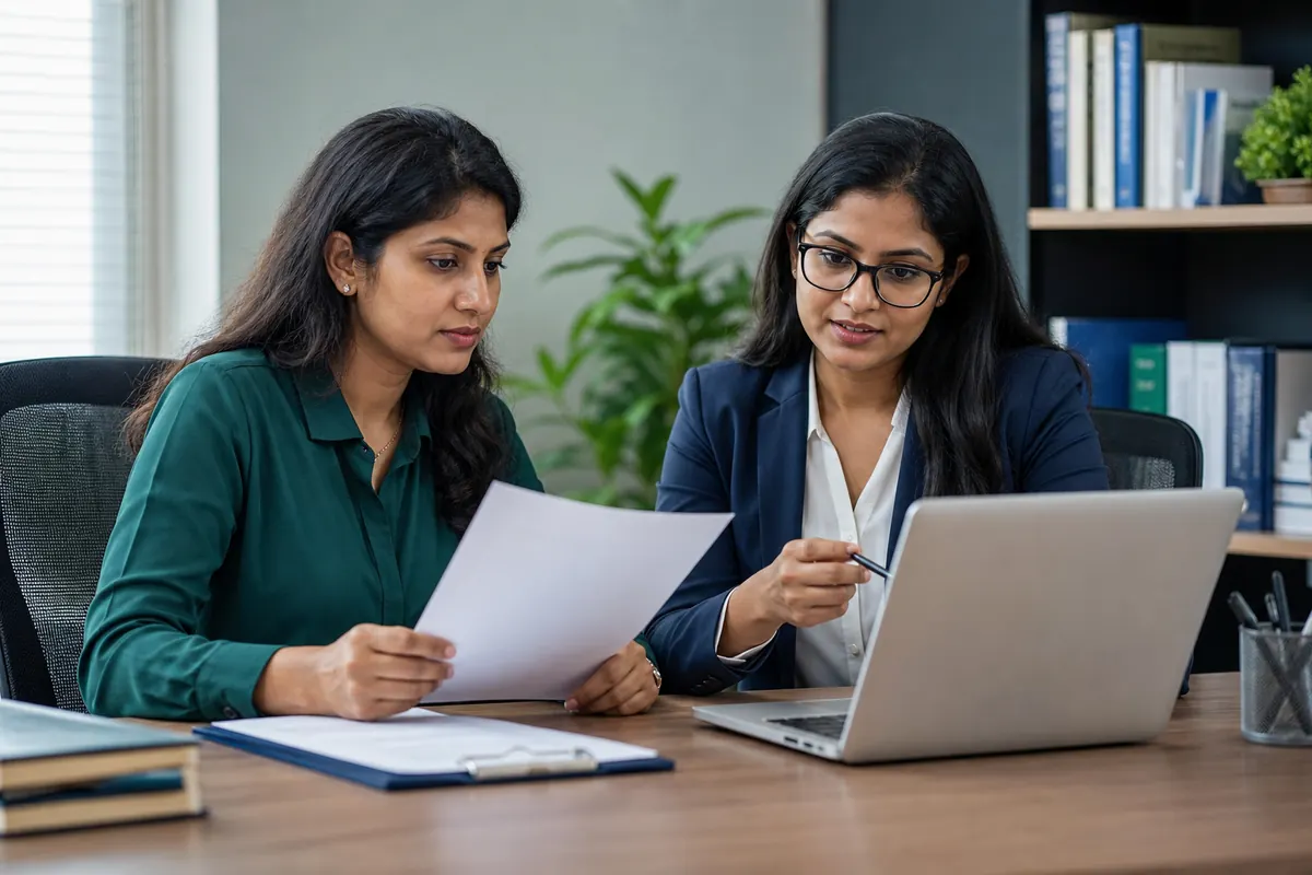 Company officer preparing GST authorised signatory documents with a consultant