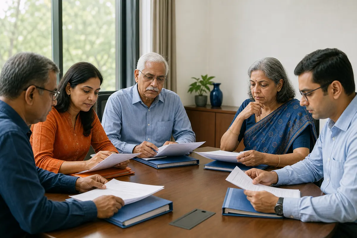 Nonprofit committee reviewing governance documents