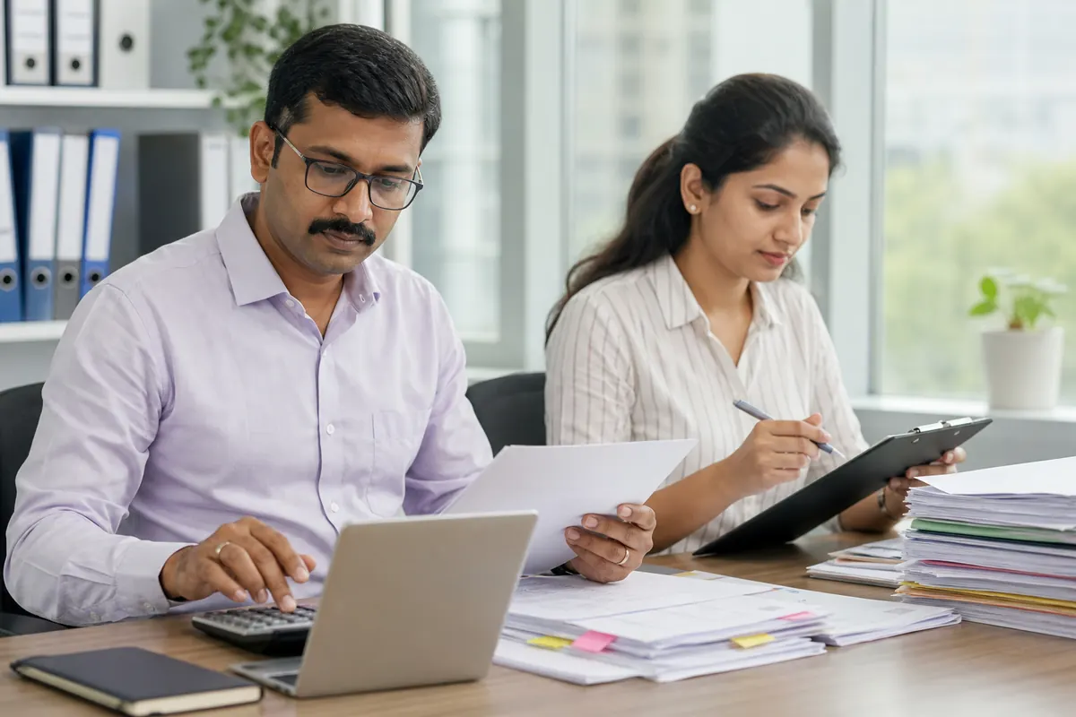 Indian payroll team checking employee records for Professional Tax compliance